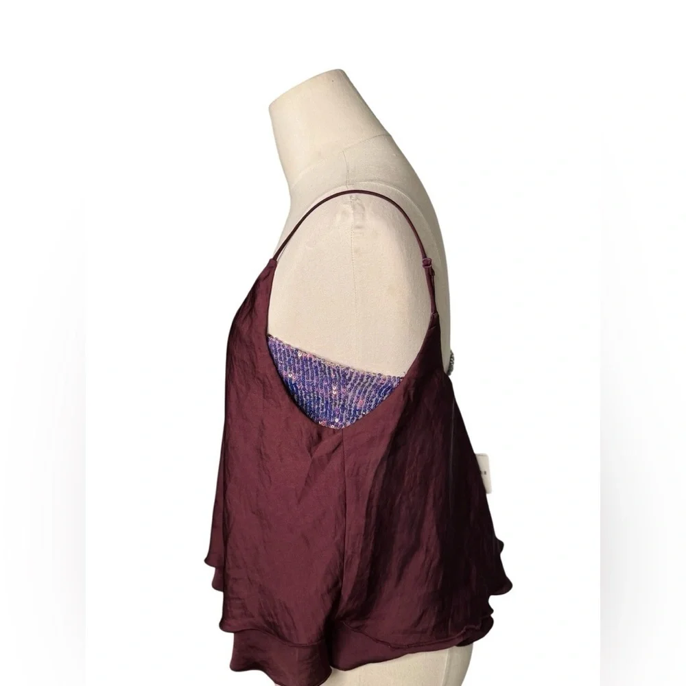 NWT - Free People Intimately Turn It On Sequin Camisole Vetiver Bloom - Size S